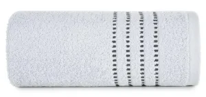 Ręcznik 30x50 Fiore srebrny 500g/m2 frotte Eurofirany ozdobiony bordiurą w postaci cienkich paseczków
