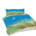 Pościel bawełniana 220x200 Plaża mewy trawa niebieska zielona Universal Matex