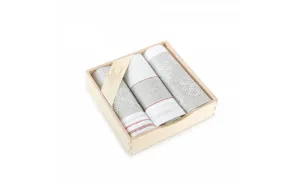 Komplet ścierek kuchennych Pascha 3 szt   rudy biały 9113/2 w drewnianym pudełku Zwoltex