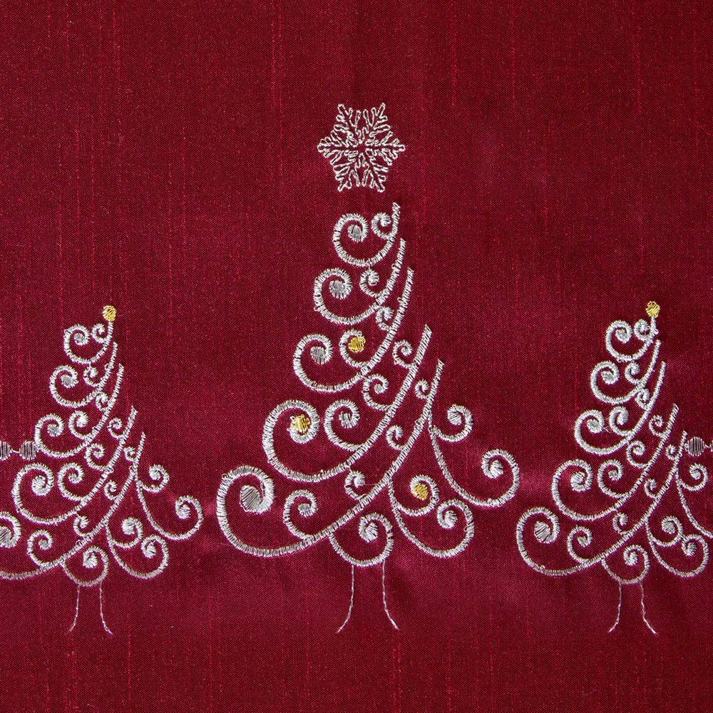 Obrus świąteczny 85x85 Afra czerwony   haftowany choinki białe Eurofirany