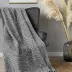 Koc bawełniany akrylowy 150x200 liście grafitowy kwiaty szary z frędzlami 085 JB Tureckie 25