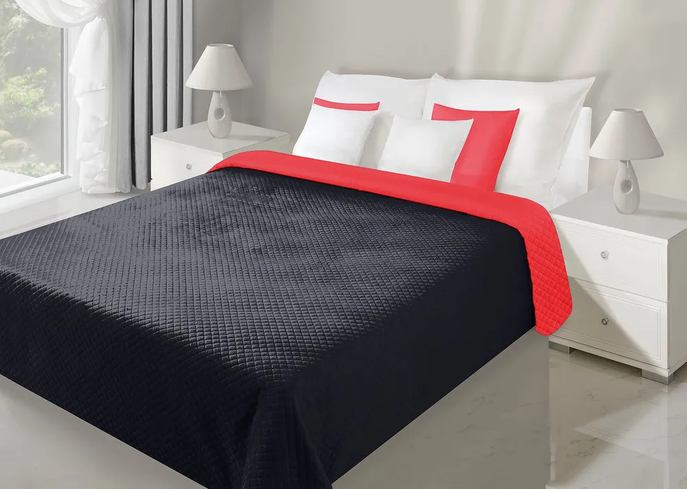 Narzuta na łóżko Filip 06 220x240 czerwona czarna Eurofirany