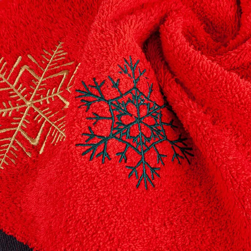 Ręcznik Cherry 50x90 czerwony gwiazdki  świąteczny 02 450 g/m2 Eurofirany