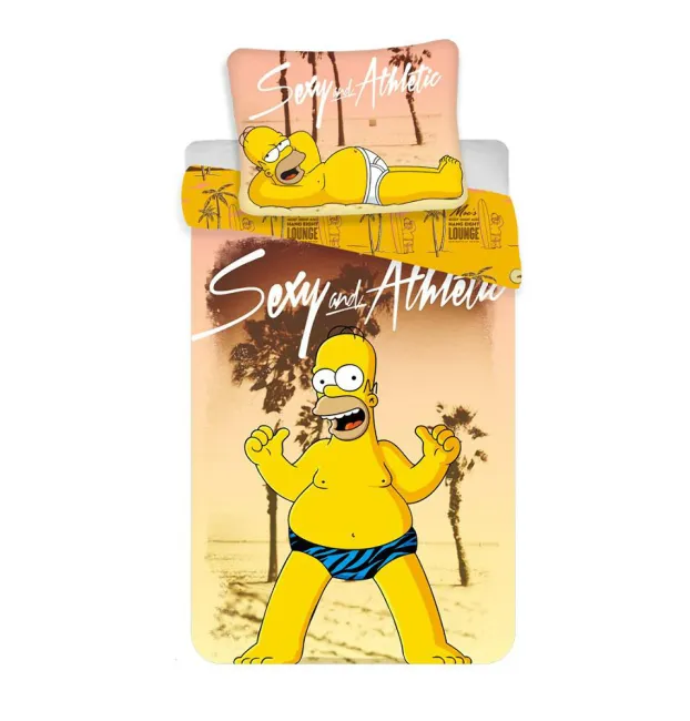 Pościel bawełniana 140x200 Homer Simpson na plaży 9351 Simpsonowie poszewka 70x90