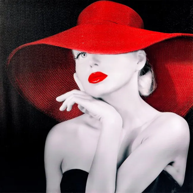 Obraz Lady 27 60x60 kobieta w czerwonym kapeluszu