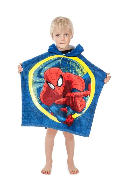 Poncho dla dzieci 60x120 Spiderman 5385 Człowiek Pająk ręcznik z kapturem