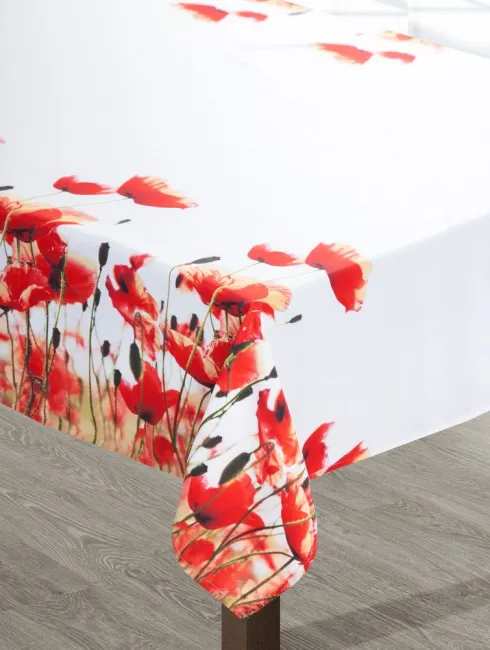 Obrus dekoracyjny 40x140cm. Poppy maki kremowy czerwony Eurofirany