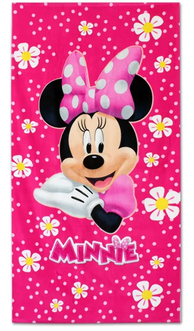 Ręcznik plażowy 70x140 Myszka Mini 2204 Minnie Mouse kwiatuszki dziecięcy