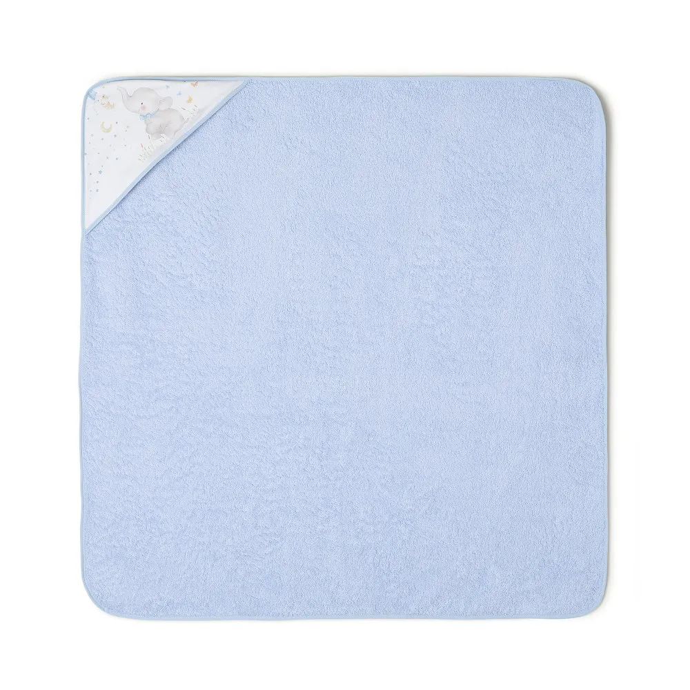 Okrycie kąpielowe 100x100 Słoń niebieski  ręcznik z kapturkiem bawełniany frotte