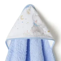 Okrycie kąpielowe 100x100 Słoń niebieski ręcznik z kapturkiem bawełniany frotte