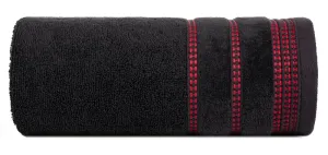 Ręcznik 30x50 Amanda  czarny z ozdobną welurową bordiurą w pasy frotte 500 g/m2 Eurofirany