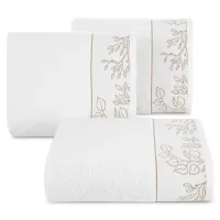 Ręcznik 70x140 Blanka 7 biały złoty  liście 500g/2 frotte Limited Collection Eurofirany