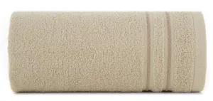 Ręcznik Emina 50x90 beżowy zdobiony  stebnowaną bordiurą 500 g/m2 Eurofirany