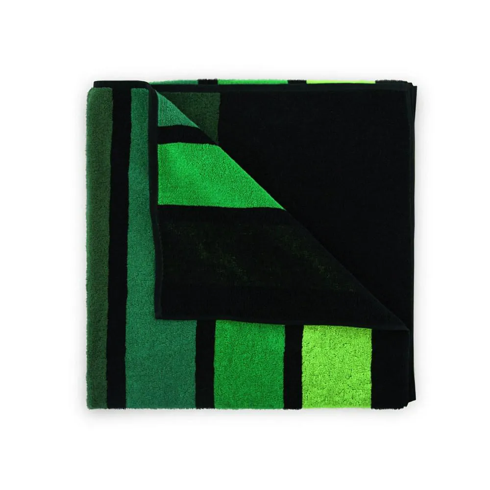 Ręcznik plażowy 100x160 Light zielony czarny pasy frotte 380 g/m2 8881/3
