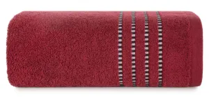 Ręcznik 30x50 Fiore czerwony 500g/m2 frotte ozdobiony bordiurą w postaci cienkich paseczków Eurofirany