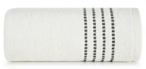 Ręcznik 30x50 Fiore kremowy 500g/m2 frotte Eurofirany ozdobiony bordiurą w postaci cienkich paseczków