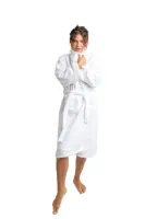 Szlafrok frotte unisex Lama Soft XL biały 450 gsm ze 100% bawełny uszlachetnionej wełną lamy Nefretete
