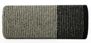 Ręcznik Leon 30x50 czarny grafitowy z żakardowym wzorem w paski frotte 500g/m2 Eurofirany