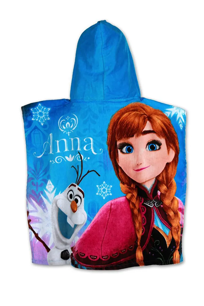 Poncho dla dzieci 55x110 Frozen Kraina Lodu 0866 Anna Elsa ręcznik z kapturem