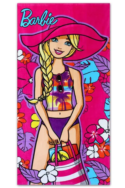 Ręcznik plażowy 70x140 Barbie 2143 tropiki zakupy kwiaty dziecięcy