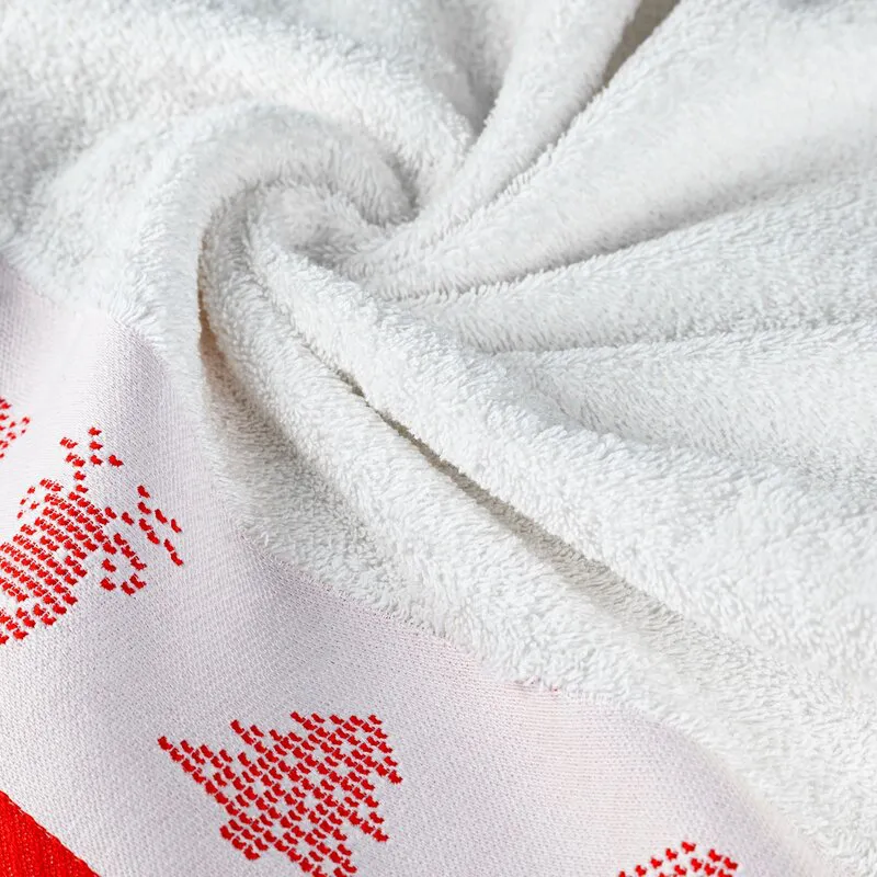 Ręcznik Noel 50x90 biały czerwony  renifery świąteczny 01 450 g/m2 Eurofirany