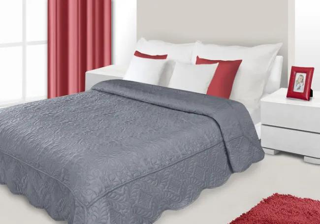 Narzuta na łóżko 170x210 Lidia stalowa jednobarwna pikowana Eurofirany