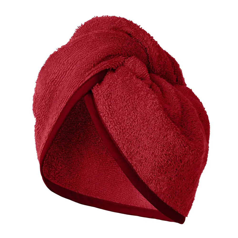 Turban kąpielowy 65x23 czerwony frotte  new ręcznik do włosów na głowę