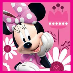 Ręcznik magiczny 30x30 Myszka Mini 8627 D Minnie Mouse uśmiechnięta w kwiatach