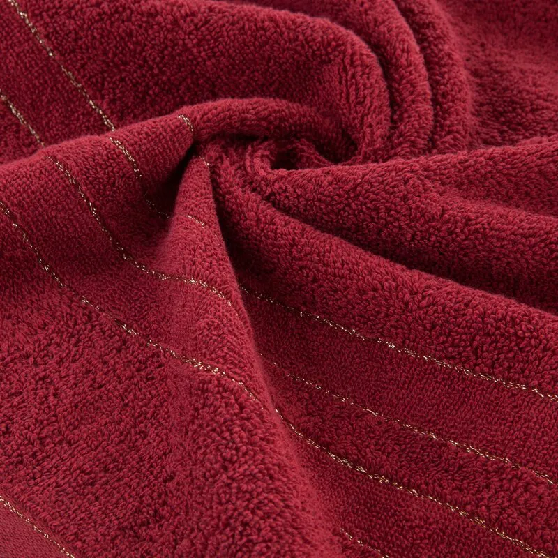 Ręcznik Gala 50x90 bordowy zdobiony  błyszczącą nicią 500 g/m2 Eurofirany
