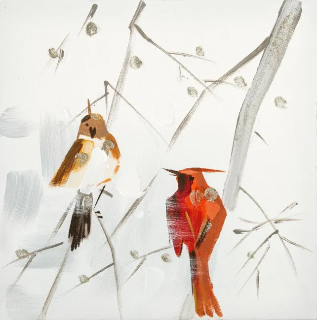 Obraz Bird 13 30x30 ręcznie malowany ptaszki na płótnie Eurofirany