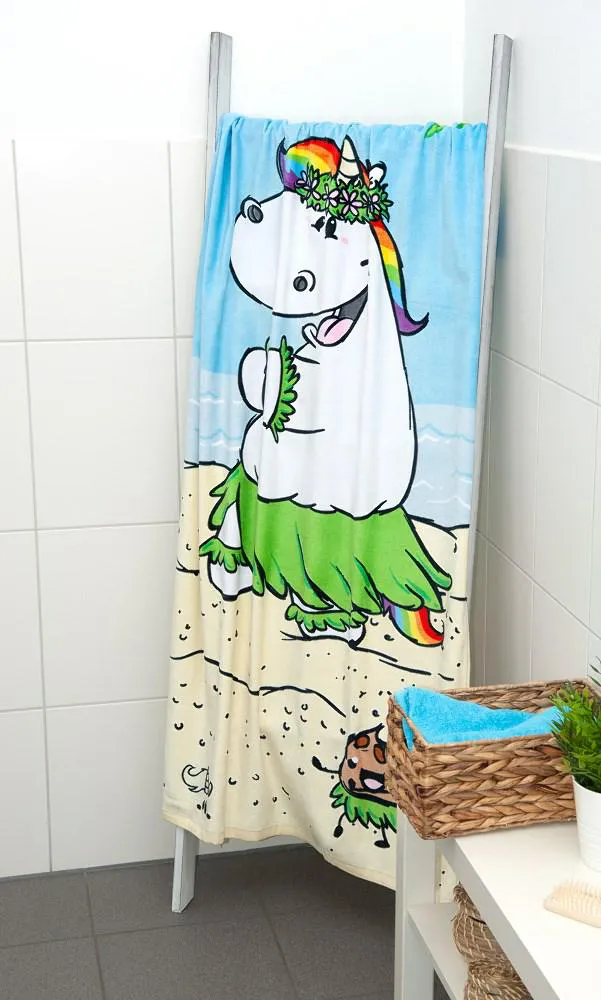 Ręcznik plażowy 75x150 Jednorożec         niebieski zielony dziecięcy bawełniany H23