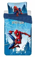 Pościel bawełniana 140x200 Spider-man     człowiek pająk niebieska poszewka 70x90 JF 02