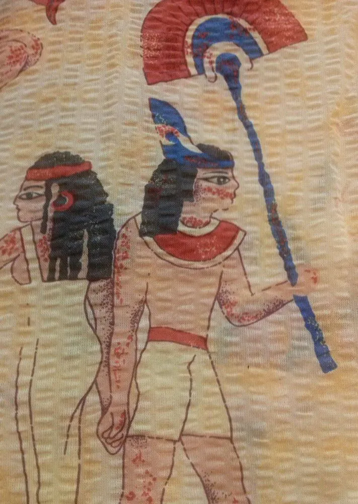 Pościel z kory 200x220 FB Faraon motyw egipski na żółtym tle