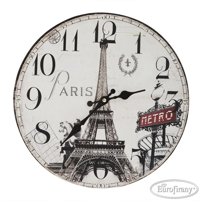 Zegar ścienny Time 03 34x4 Wieża Eiffla Paryż Paris Metro Eurofirany