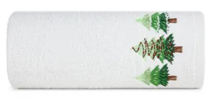 Ręcznik Santa 70x140 biały choinki  świąteczny 17 450 g/m2 Eurofirany