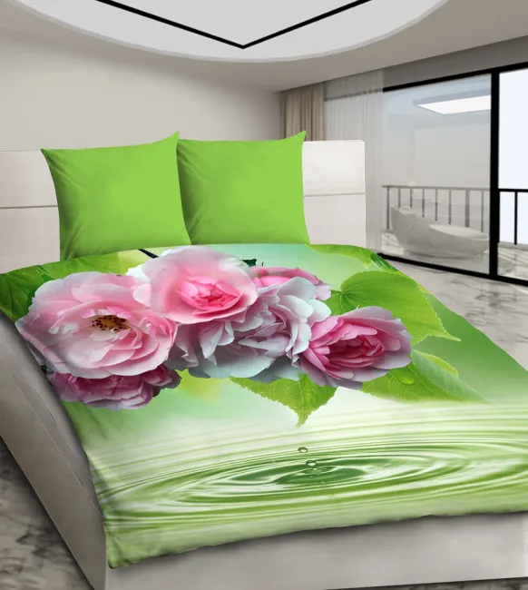 Pościel z mikrosatyny 3D 160x200 15 Różowe Kwiaty nad Wodą 1030 Bed&You
