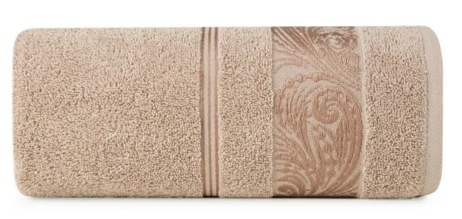 Ręcznik Sylwia 1 50x90 brązowy frotte     z żakardową bordiurą 500g/m2 Eurofirany