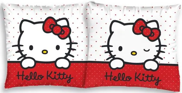 Poszewka na poduszkę Hello Kitty BIAŁO-CZERWONA 40x40 w kropeczki Nowość