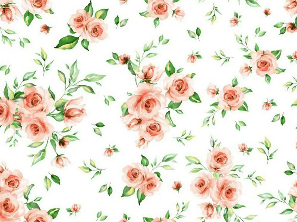 Pościel bawełniana 140x200 kwiaty biała zielona różowa 1438N Classic