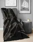 Koc bawełniany akrylowy 150x200 czarny liście z frędzlami 109jb