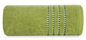 Ręcznik 70x140 Fiore oliwkowy 500g/m2 frotte ozdobiony bordiurą w postaci cienkich paseczków Eurofirany
