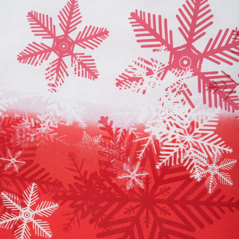Pościel świąteczna 160x200 Santa 4 biała  czerwona śnieżynki bawełniana Eurofirany