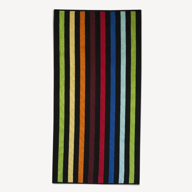 Ręcznik plażowy 70x150 Bahama 8025/1 czarny paski kolorowe 380 g/m2  Zwoltex