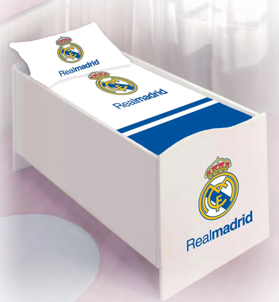 Pościel bawełniana Real Madrid 100x135 Biały+Niebieski