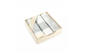 Komplet ścierek kuchennych Pascha 3 szt   żółty biały 9113/1 w drewnianym pudełku Zwoltex