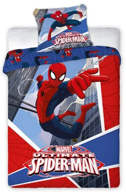 Pościel bawełniana 140x200 Spiderman 8750 Człowiek Pająk City 007