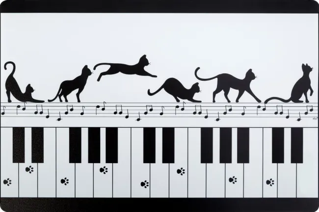 Podkładka na stół 28x43 Koty biała czarny kot pianino Eurofirany