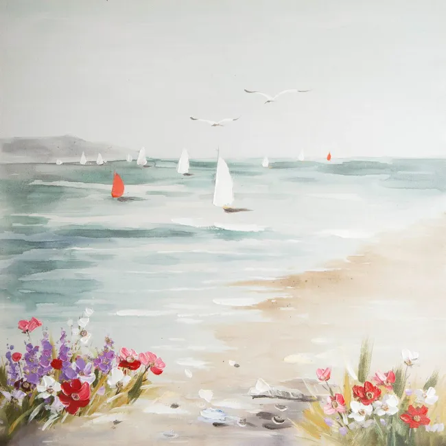 Obraz Holly 1 60x60 ręcznie malowany morze żaglówki Eurofirany