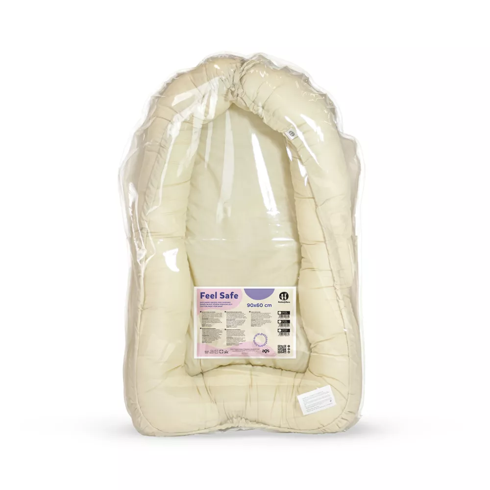 Kokon niemowlęcy FEEL SAFE beżowy  bawełniany 90x60 cm PETITE&MARS
