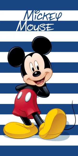 Ręcznik Myszka Miki 70x140 Mickey niebiesko-biały w paski 4204
